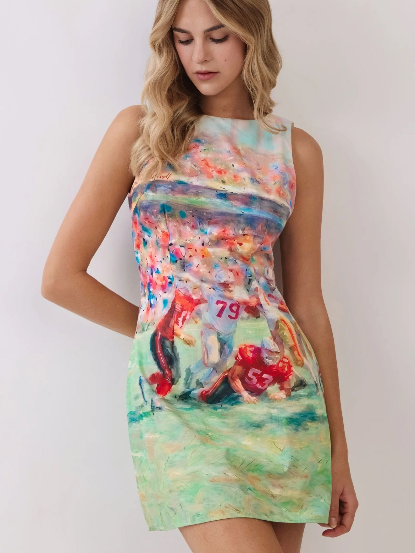 Football print mini dress