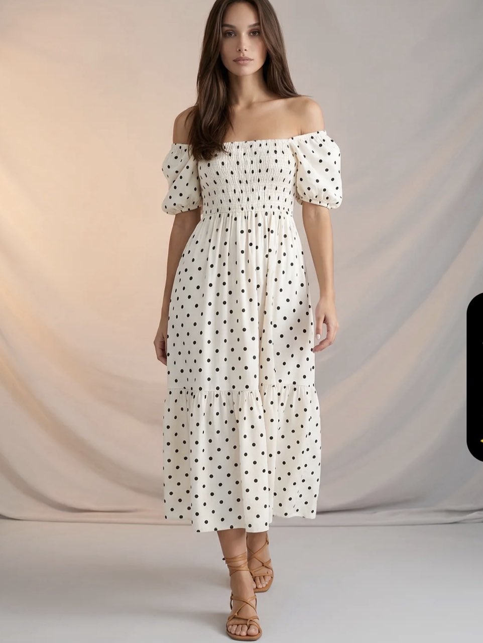 Polka Dot Smocked Midi Dress