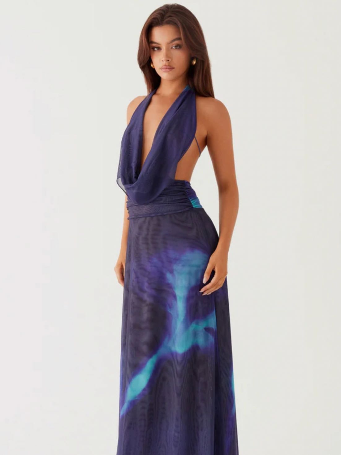Chiffon Halter Backless Maxi Dress