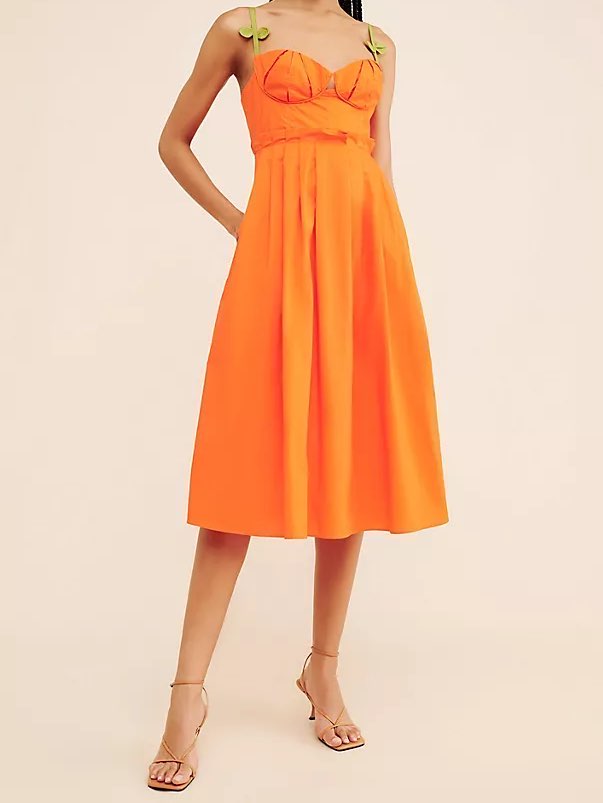 Corset Pleated Sleeveless Midi Dress