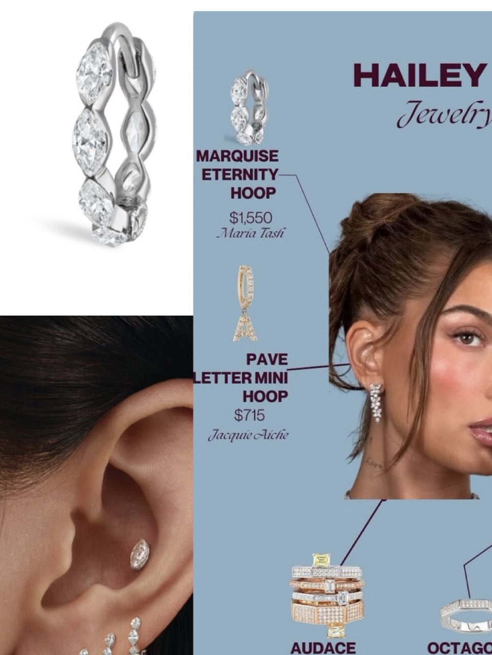 Silver Marquise Huggie Hoop Earrings