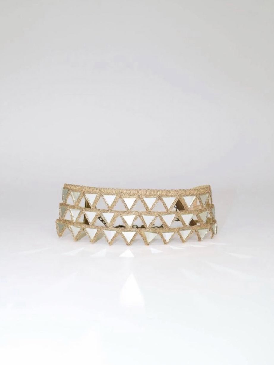 Gold Mirror Triangle Choker Necklace