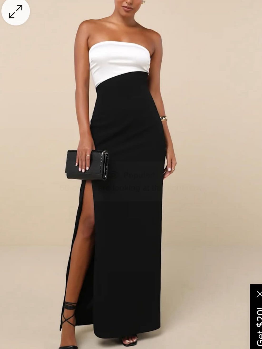 Majorly Sophisticated Black and White Strapless Maxi Dress