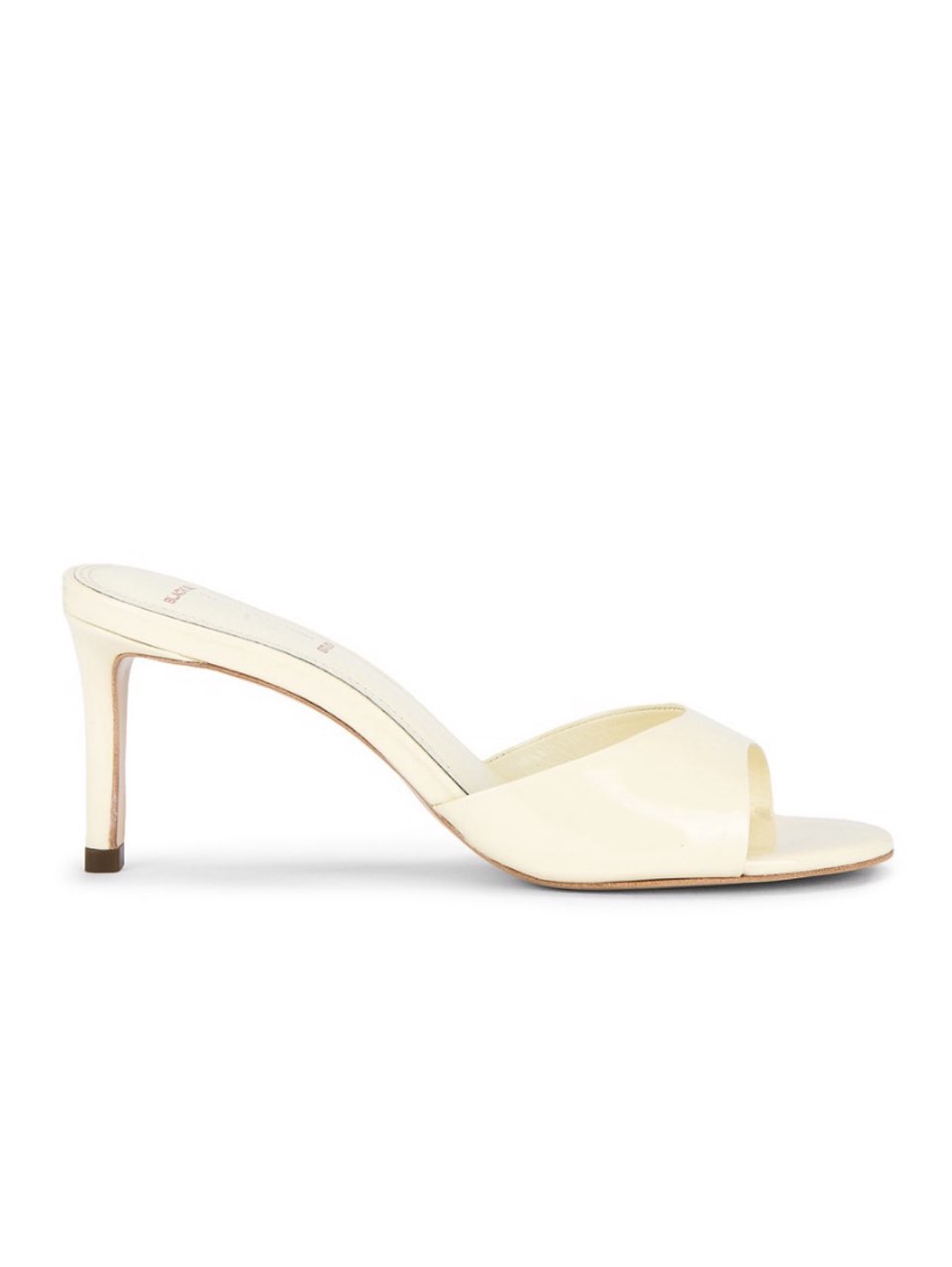 Cream Patent Leather Heeled Mules