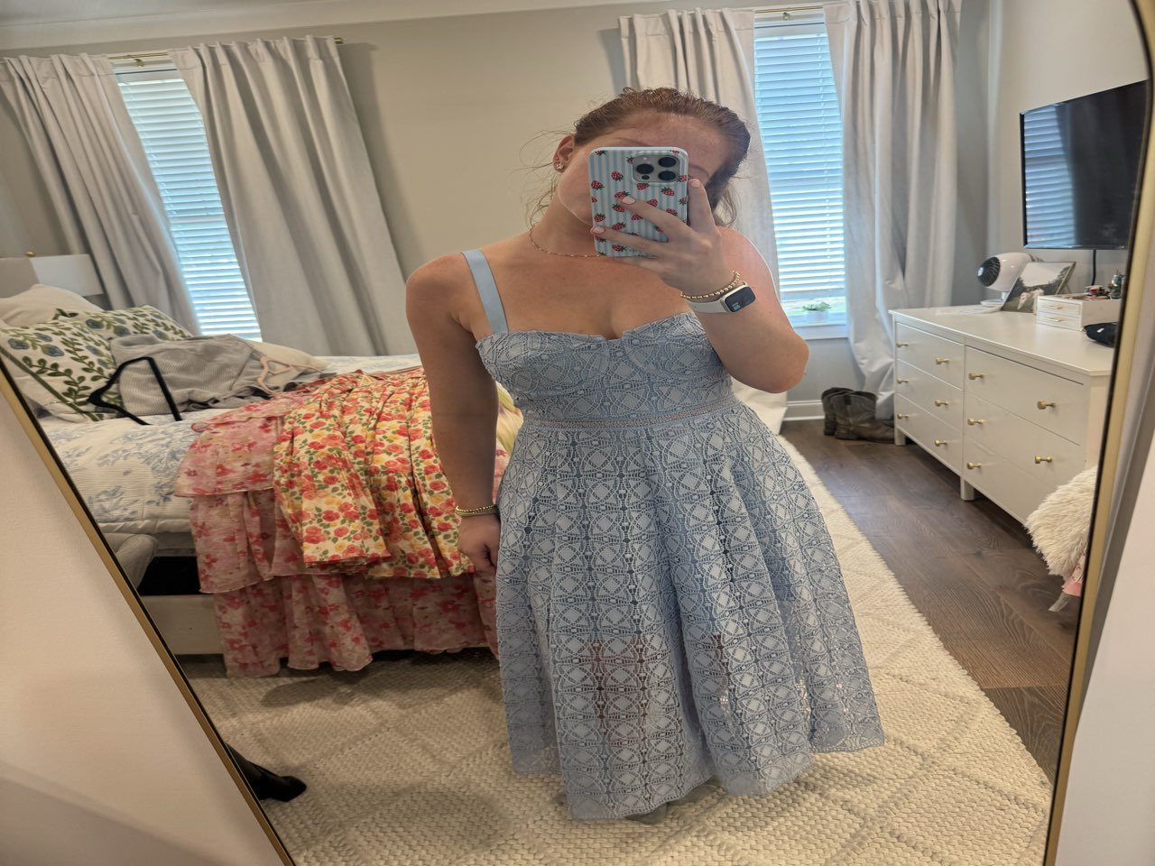 Light Blue Lace Maxi Dress