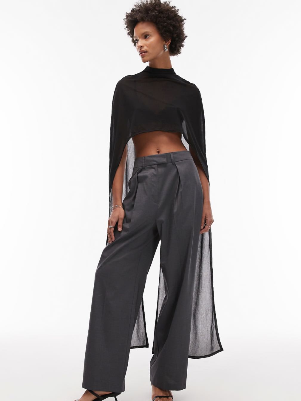 Black Sheer Cape Top