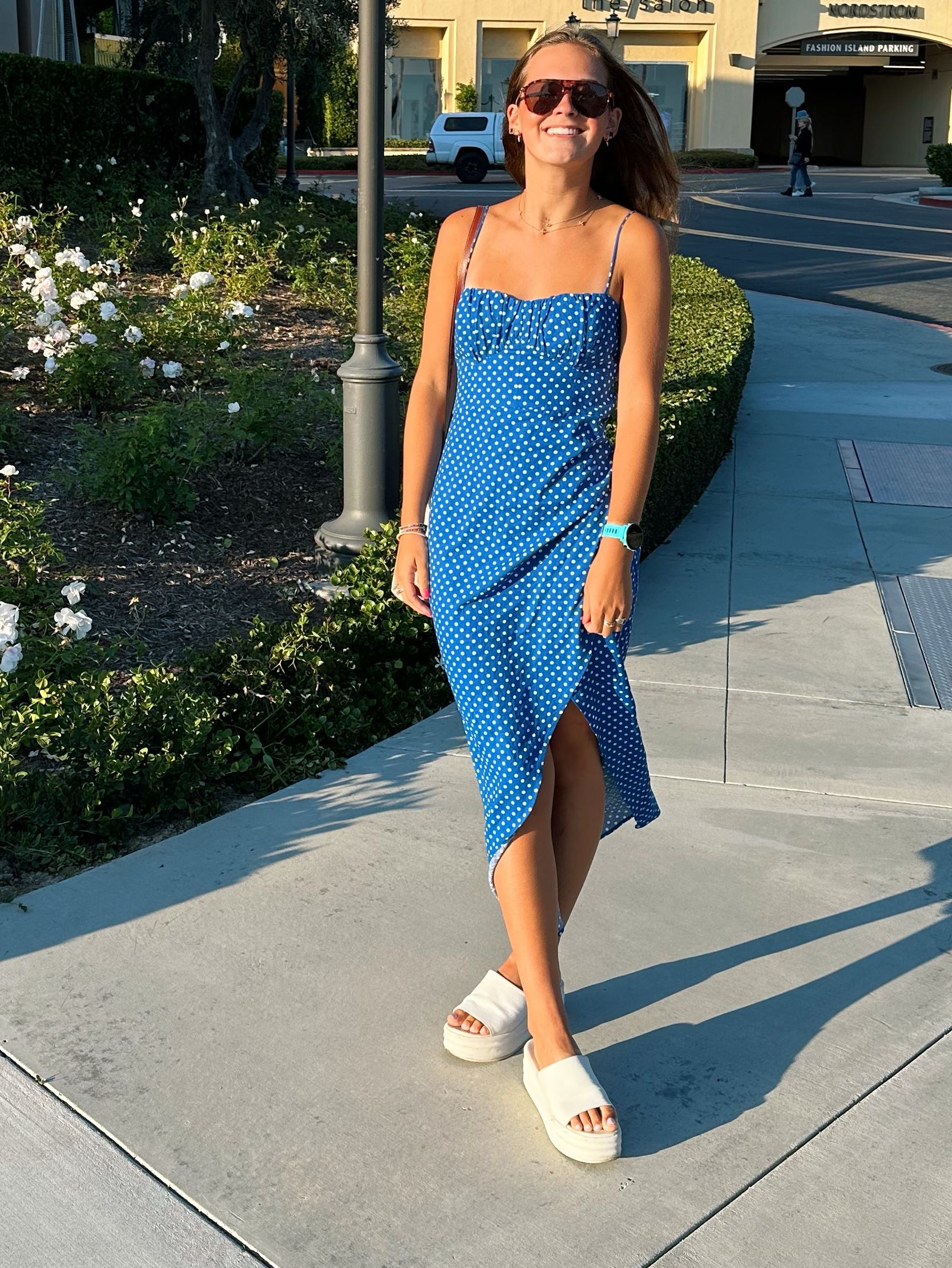 Blue and White Midi Dress