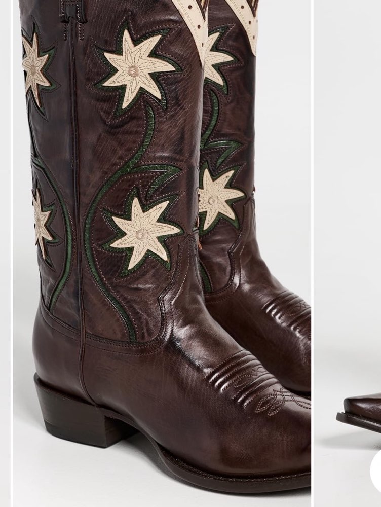 Dark Brown Star Embroidered Cowboy Boots