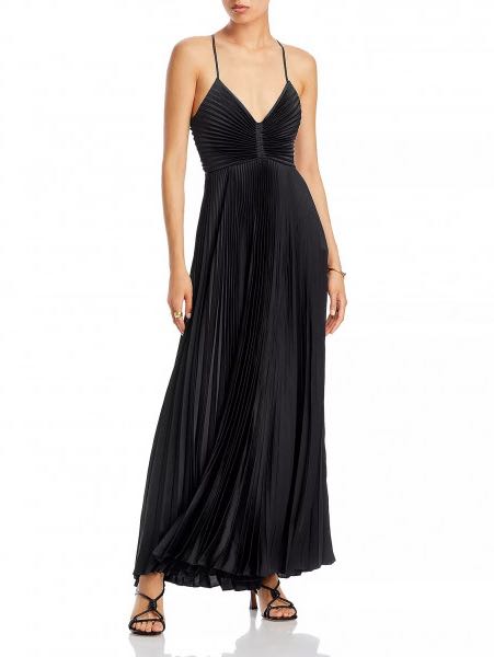 Black Pleated Maxi Dress