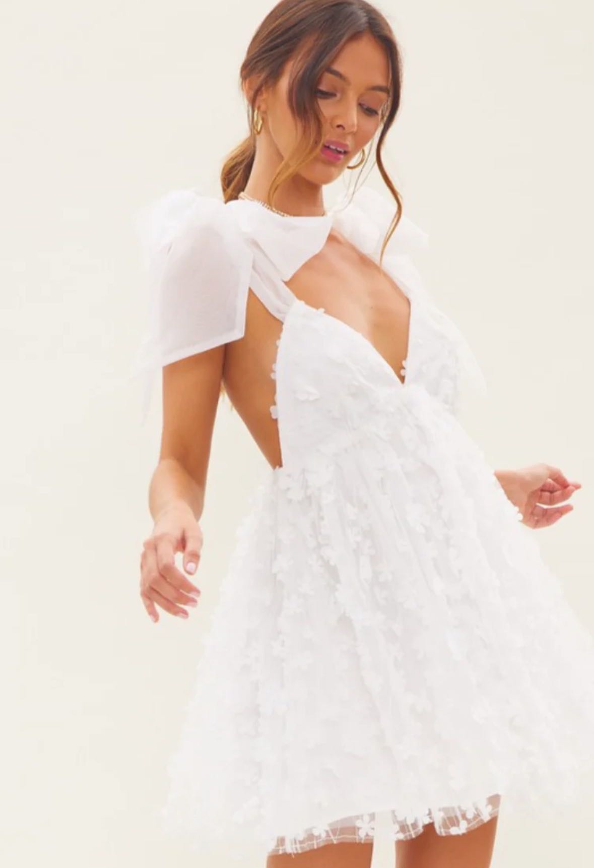 aria white babydoll dress