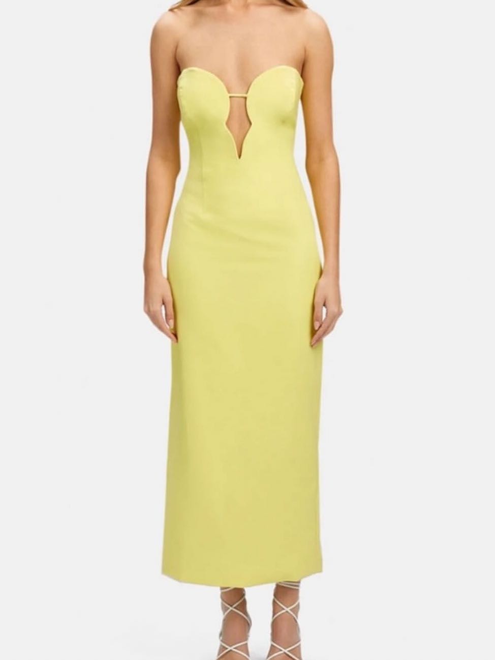 Cut-out strapless midi dress