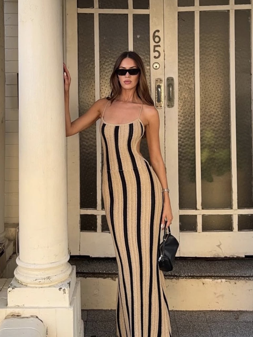 Striped Knit Maxi Dress