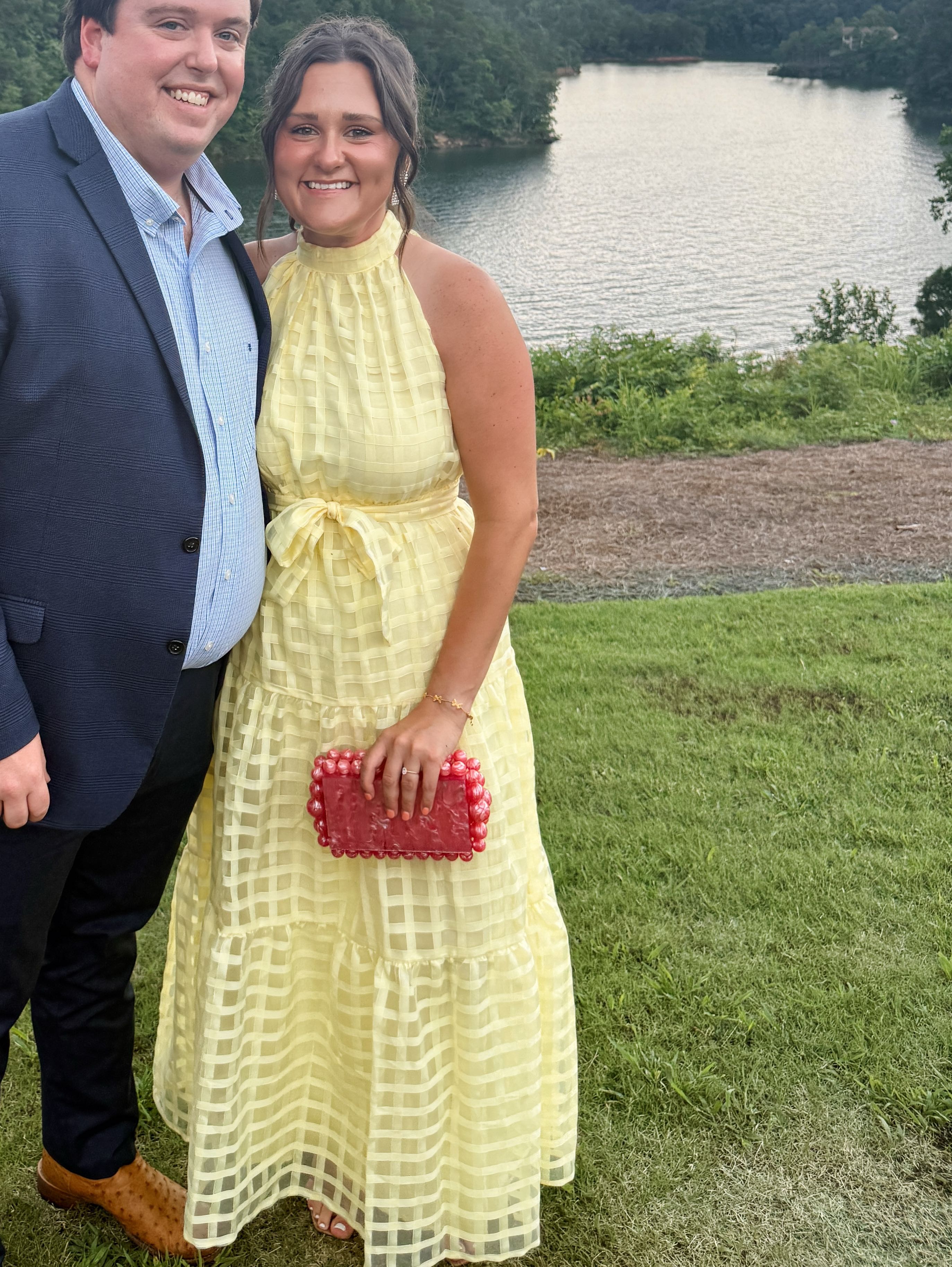 Yellow halter neck maxi