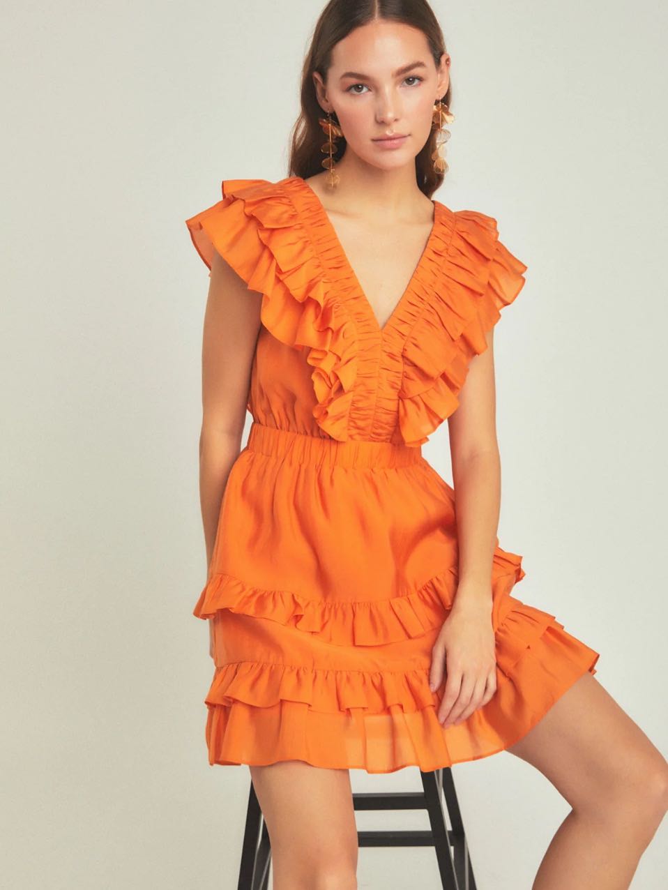 Ruffle Detail Mini Dress