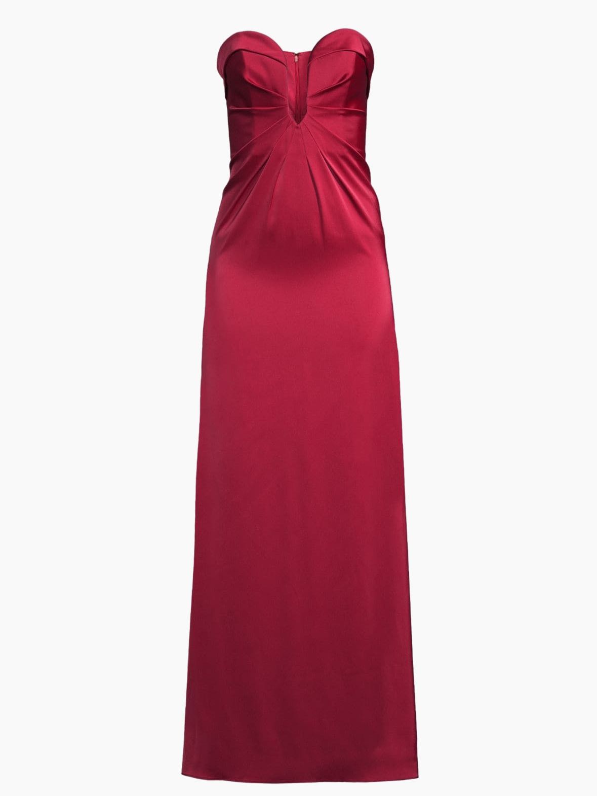 Satin Strapless Gown in Matador Red