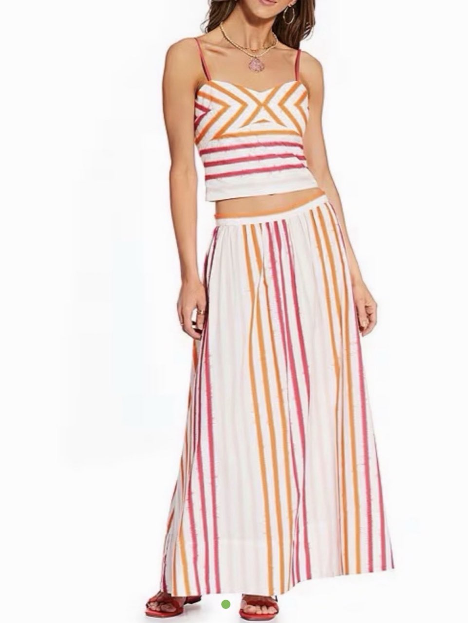 Striped Crop Top and Maxi Skirt Set