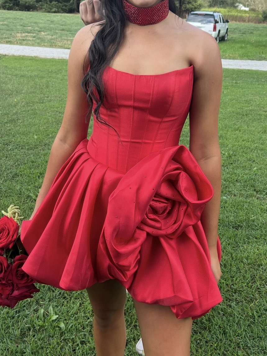 Red sherri hill rose dress