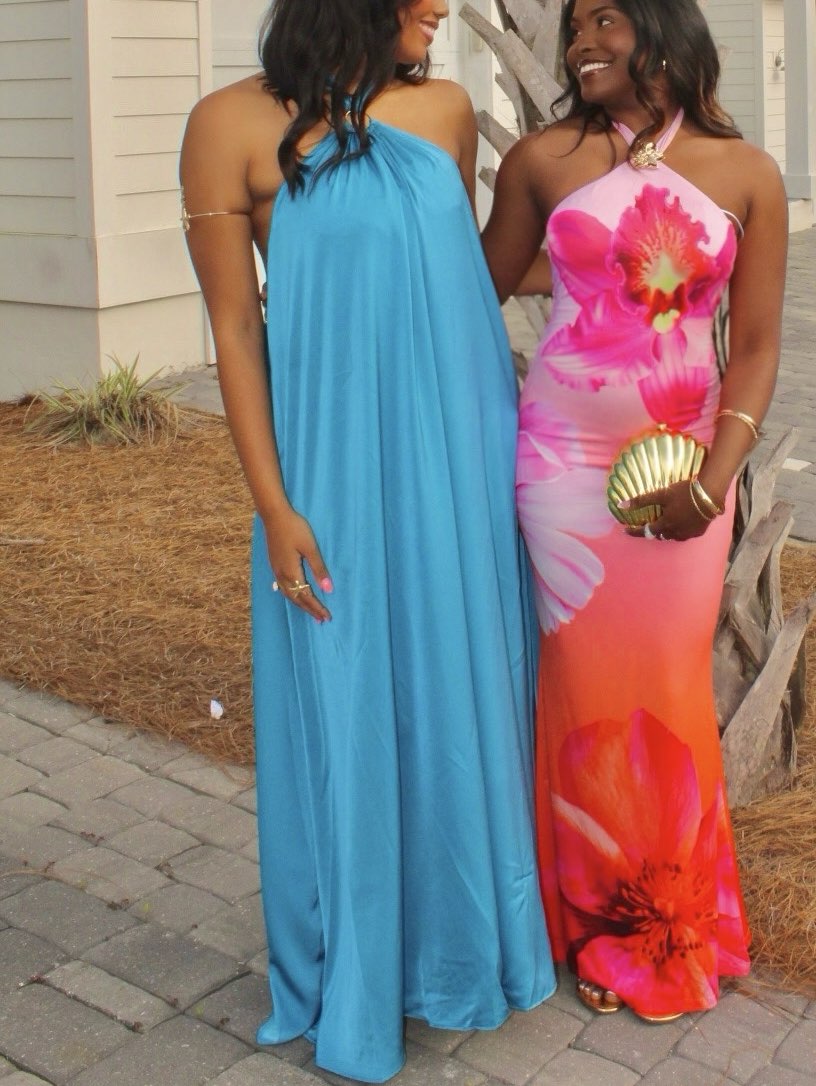 Teal Halter Maxi Dress
