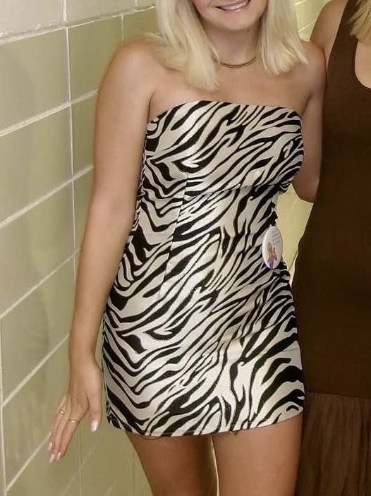 Zebra/tiger Print Strapless Mini Dress