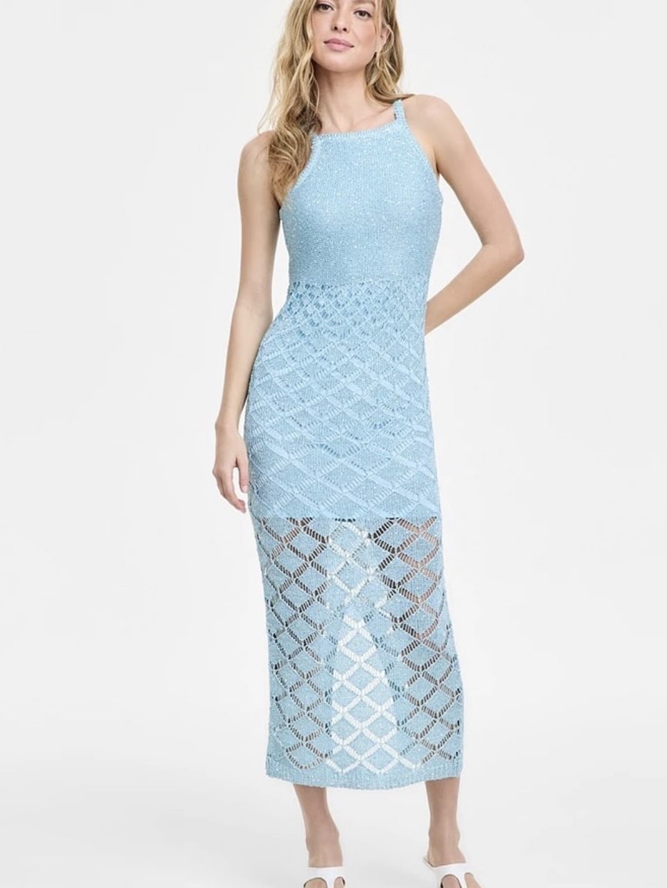 Midi blue knit dress