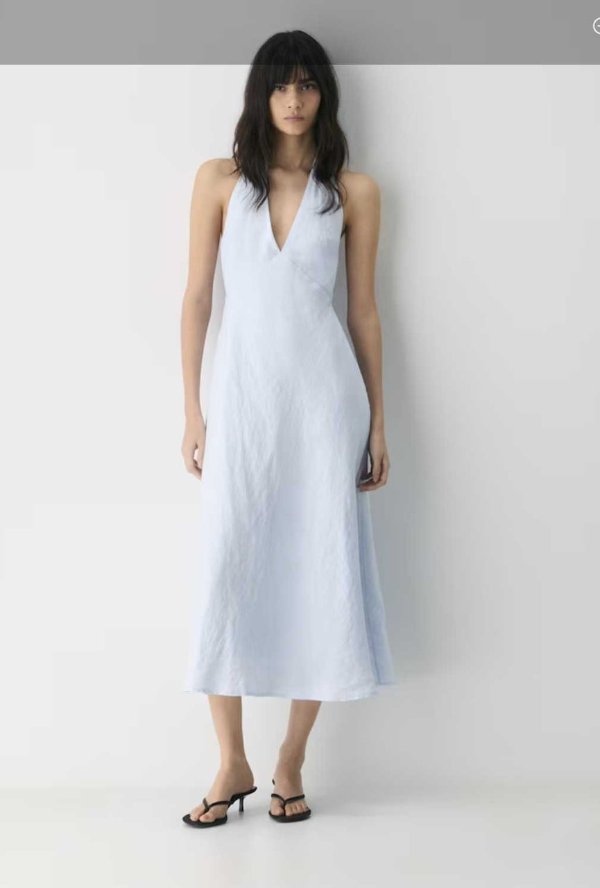 Nightscape Linen Halter Dress Midday Blue