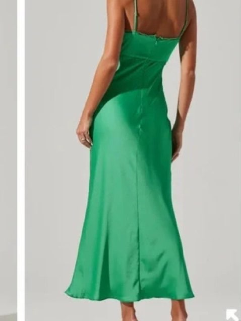 Emerald Green Satin Midi Slip Dress