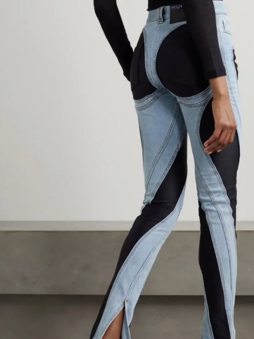 Mugler Two-Tone Spiral Panel Jeans