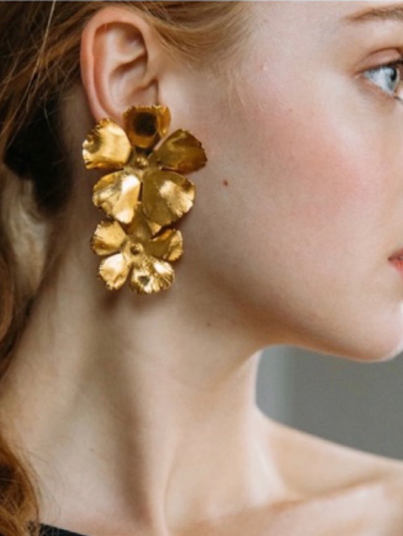 Gold Floral Drop Earrings