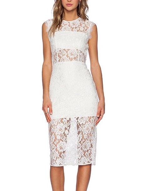 White lace dress cutout