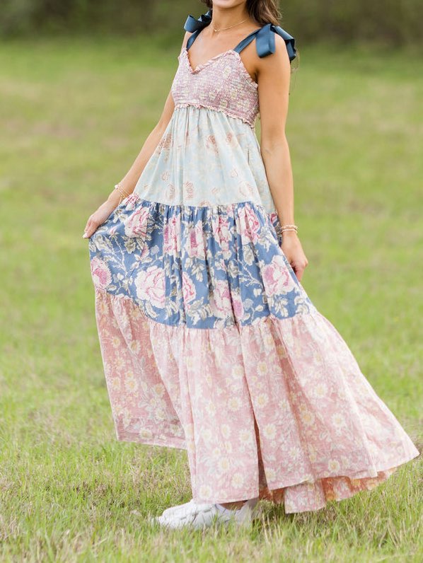 Tiered floral maxi dress