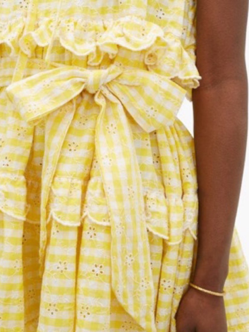 Yellow Gingham Tiered Mini Dress