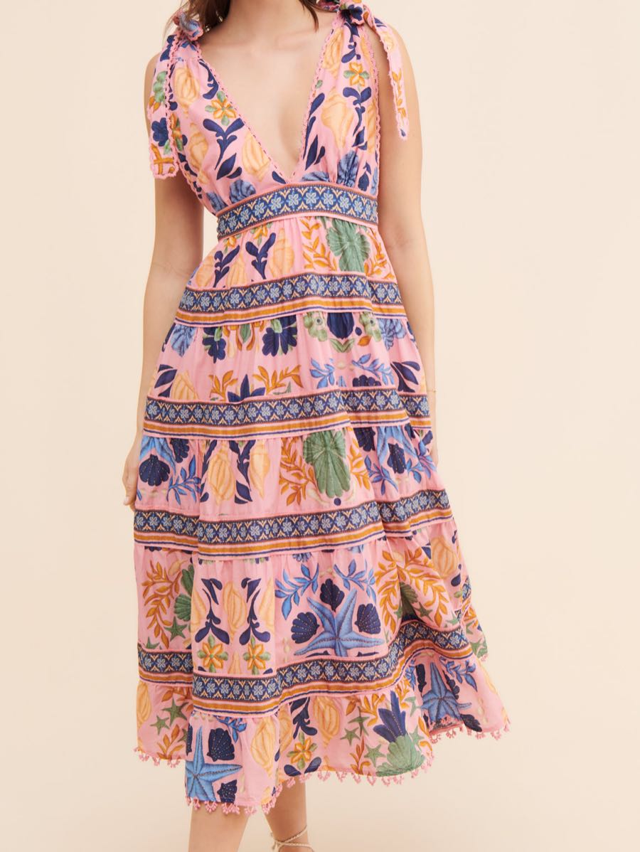 Maxi dress with shells