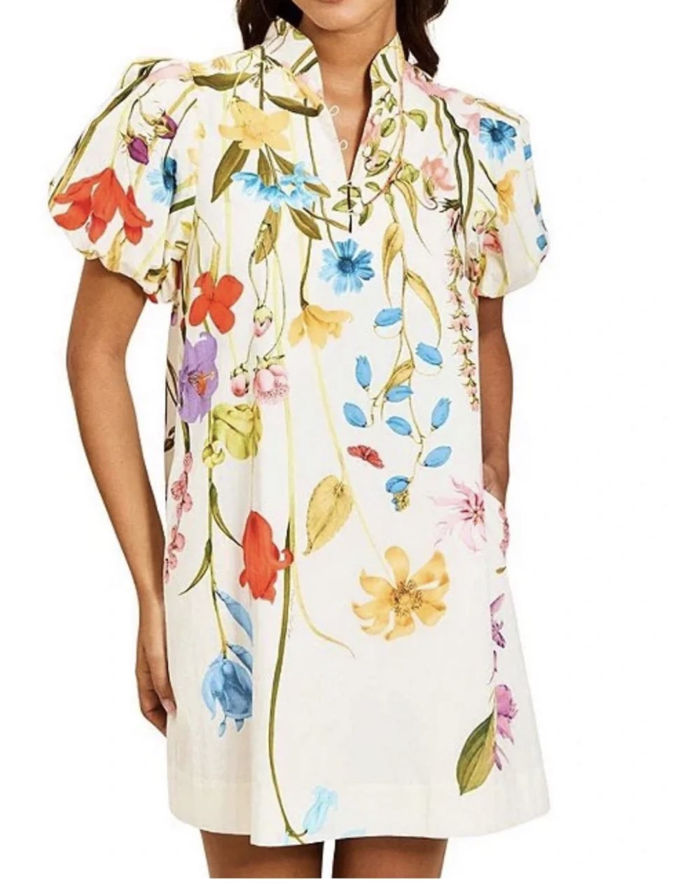 Farm Rio Floral Puff Sleeve Mini Dress
