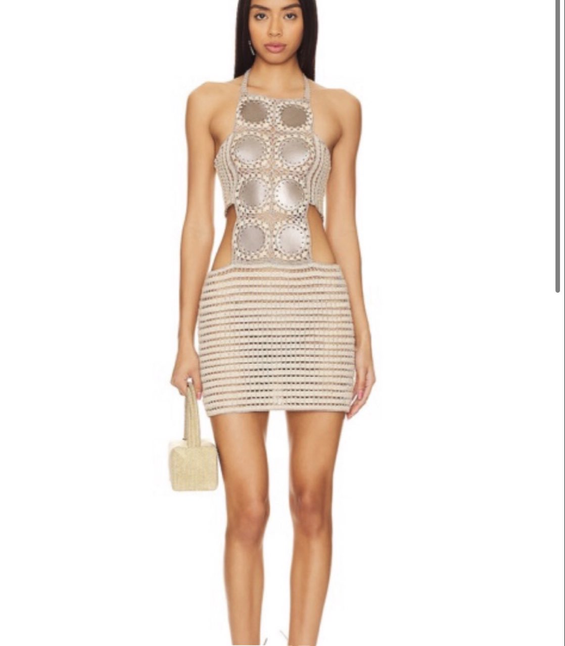 Beige Crochet Mini Dress