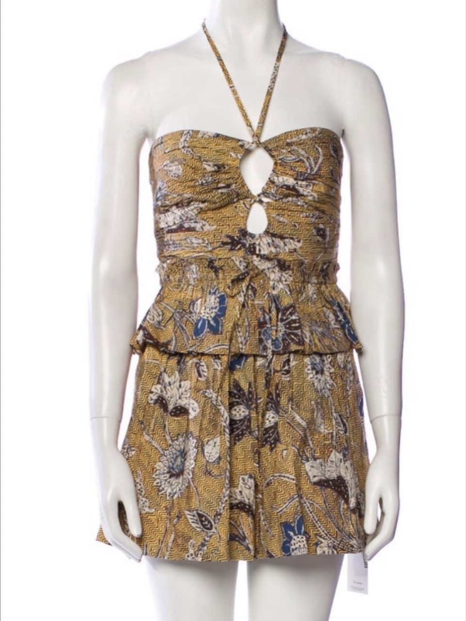 Floral Cutout Halter Mini Dress