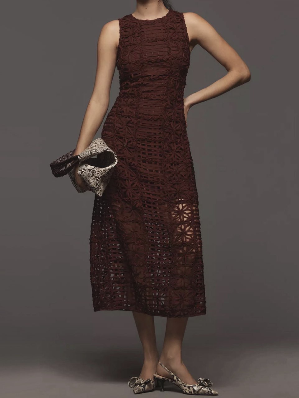 Maroon midi dress