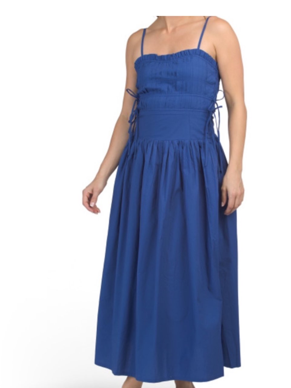 Moon River Tie Blue Pleated Midi