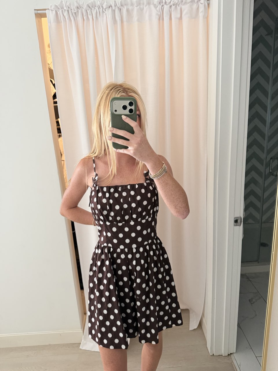 Brown Polka Dot Mini Dress