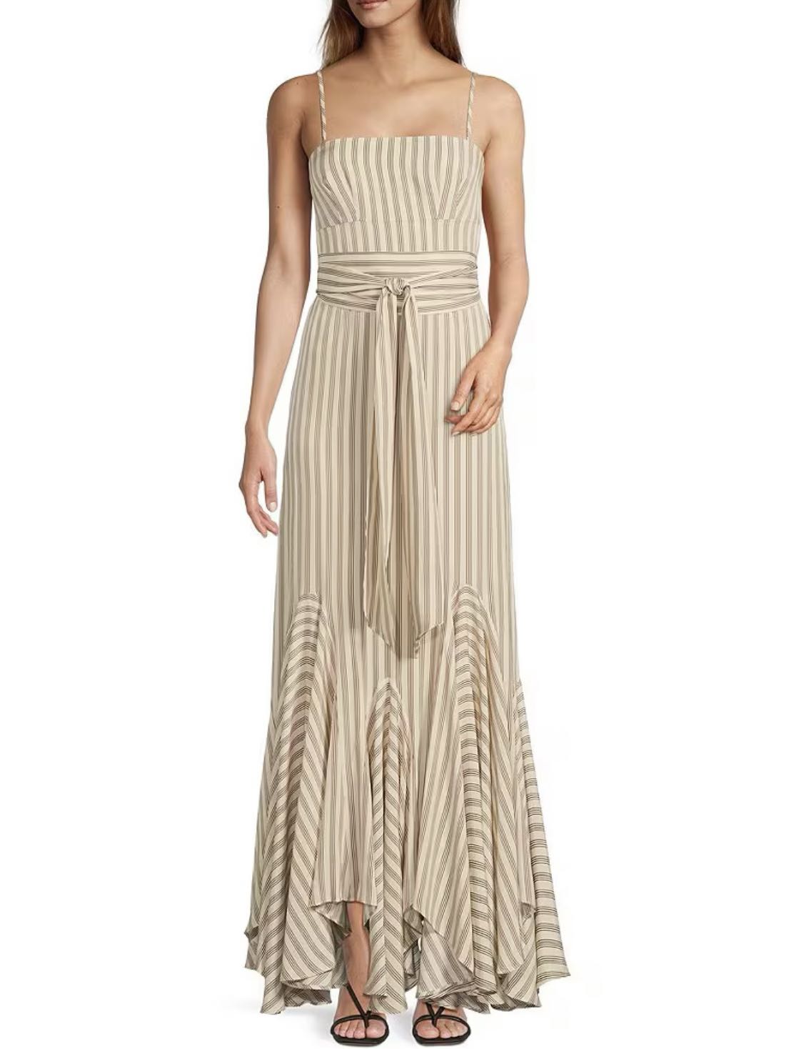Antonio Melani x M.G. Style Mallie Detached Scarf Square Neck Sleeveless Asymmetrical Hem Mermaid Maxi Dress