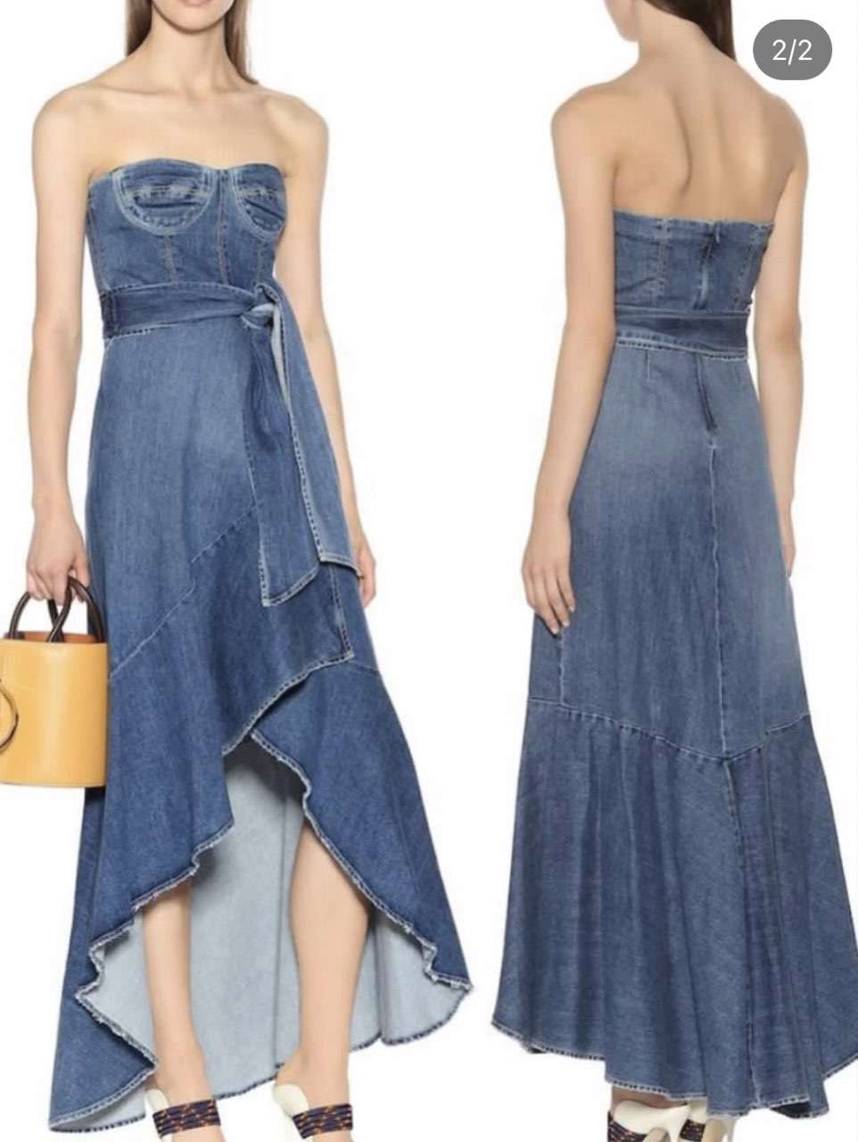 Denim Bustier High-Low Dress
