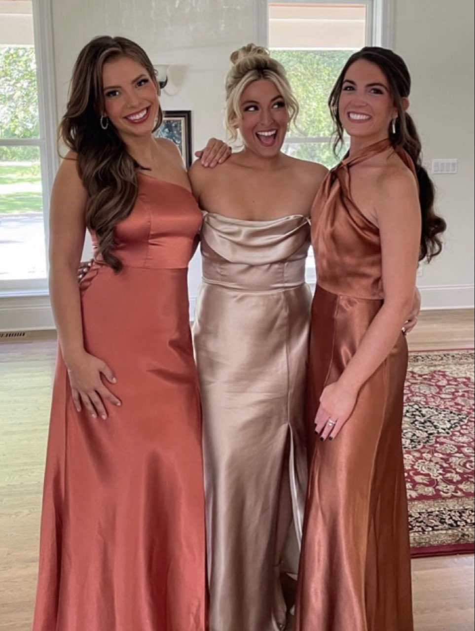 Rust Satin One-Shoulder Dress