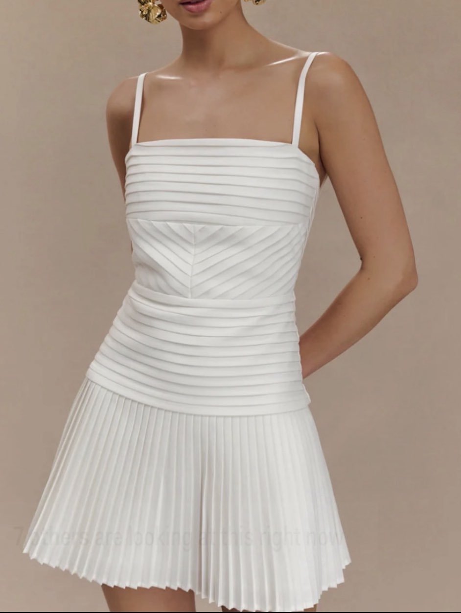White Pleated Mini Dress