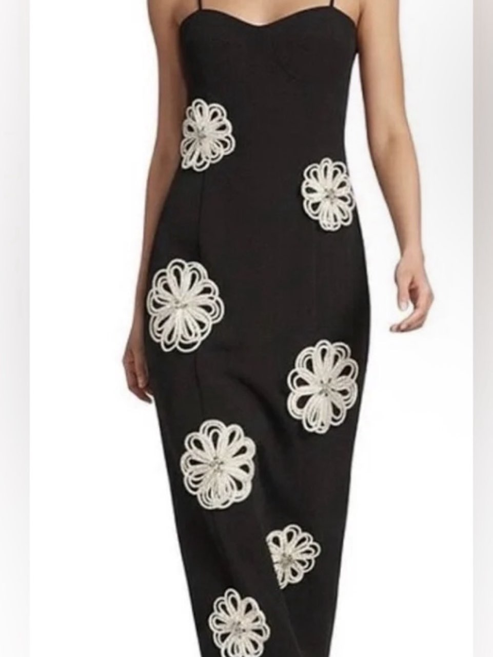 Dillards Antonio Melani Jolie Stretch Crepe Sweetheart Neck Floral Applique Sheath Midi Dress