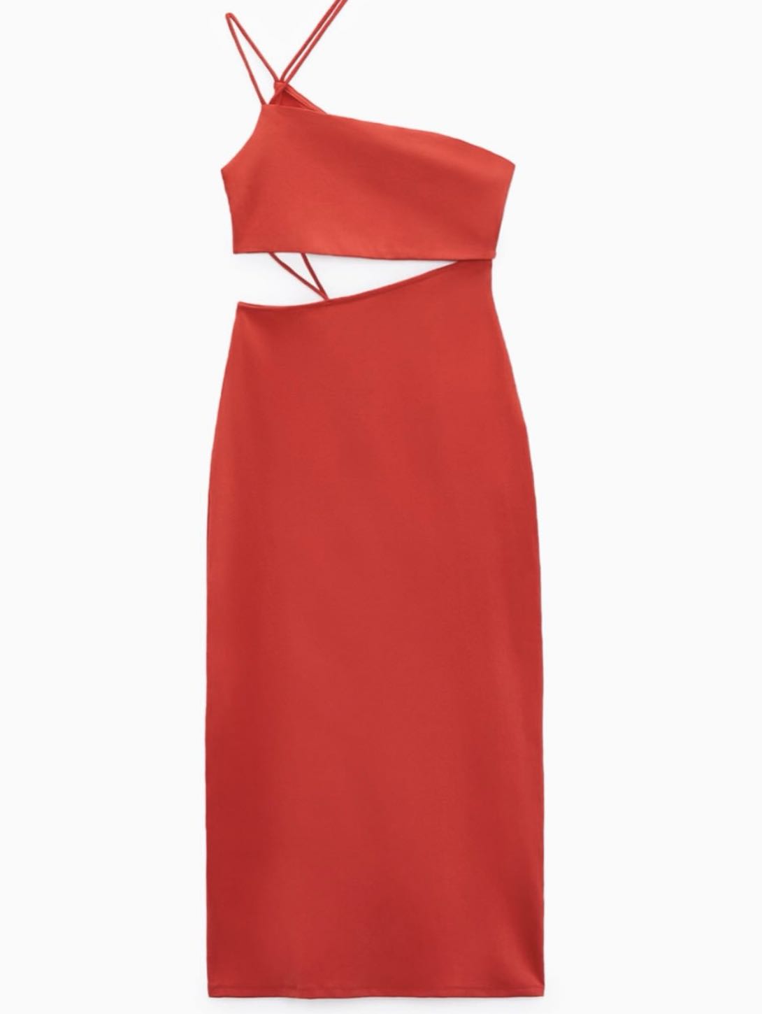 Red cutout midi dress