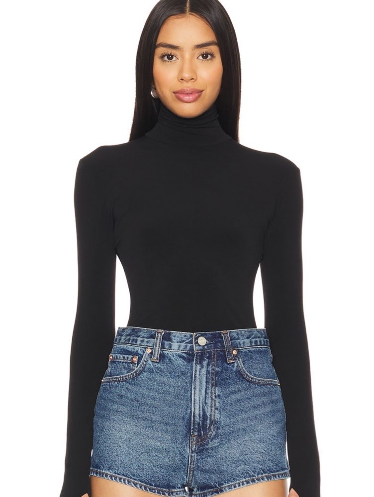 Black Slim Fit Turtleneck Top