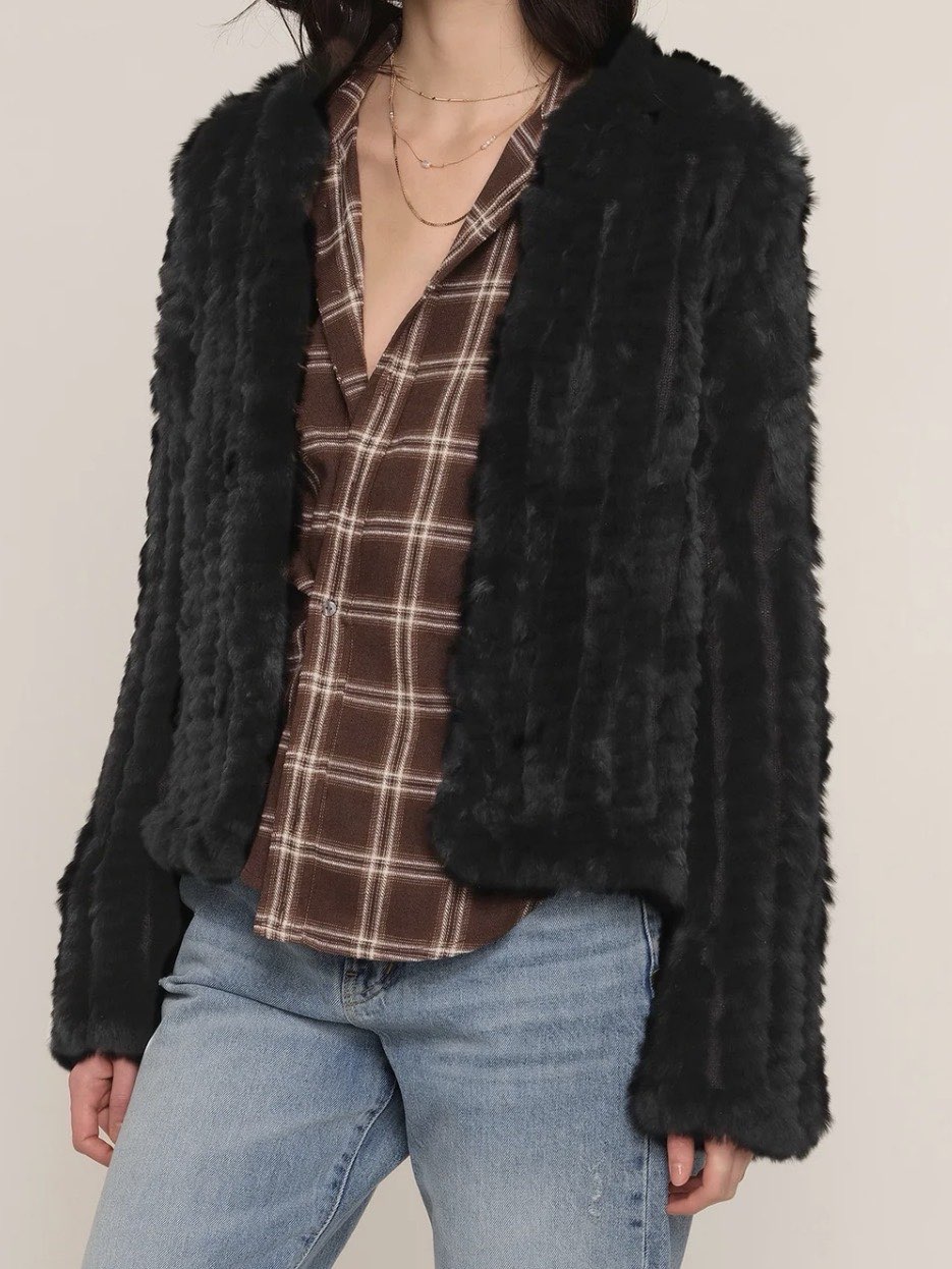 Black Faux Fur Cropped Jacket