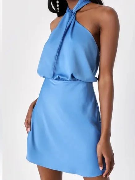Satin Halter Top Mini Dress