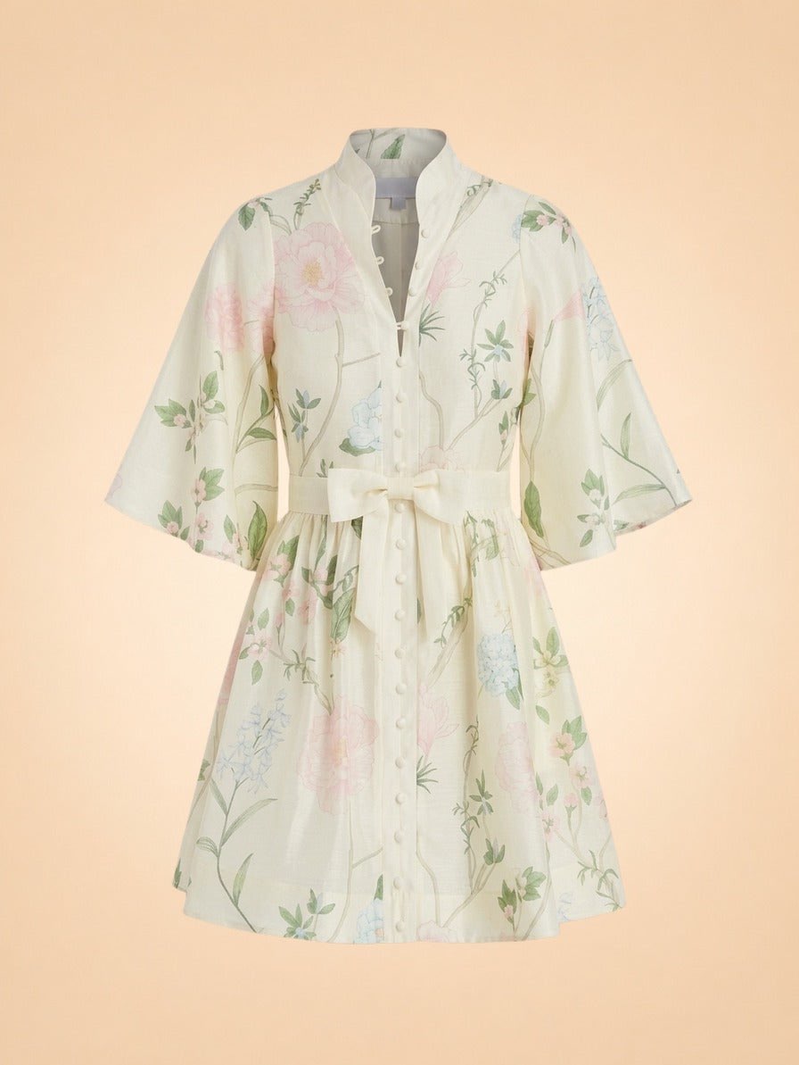 Floral Bell Sleeve Mini Dress
