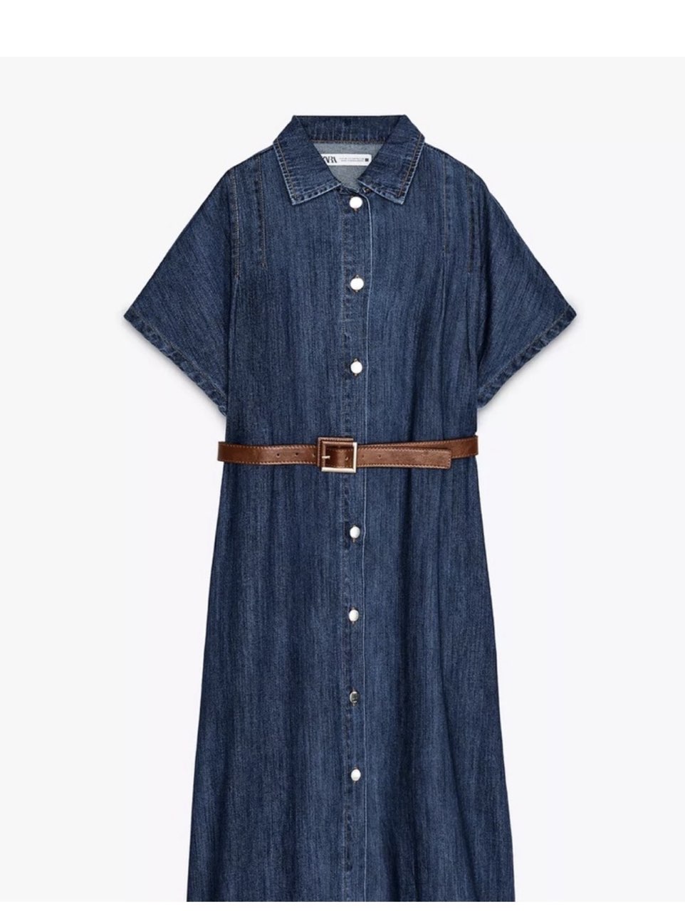 Denim Button-Down Midi Dress with Belt