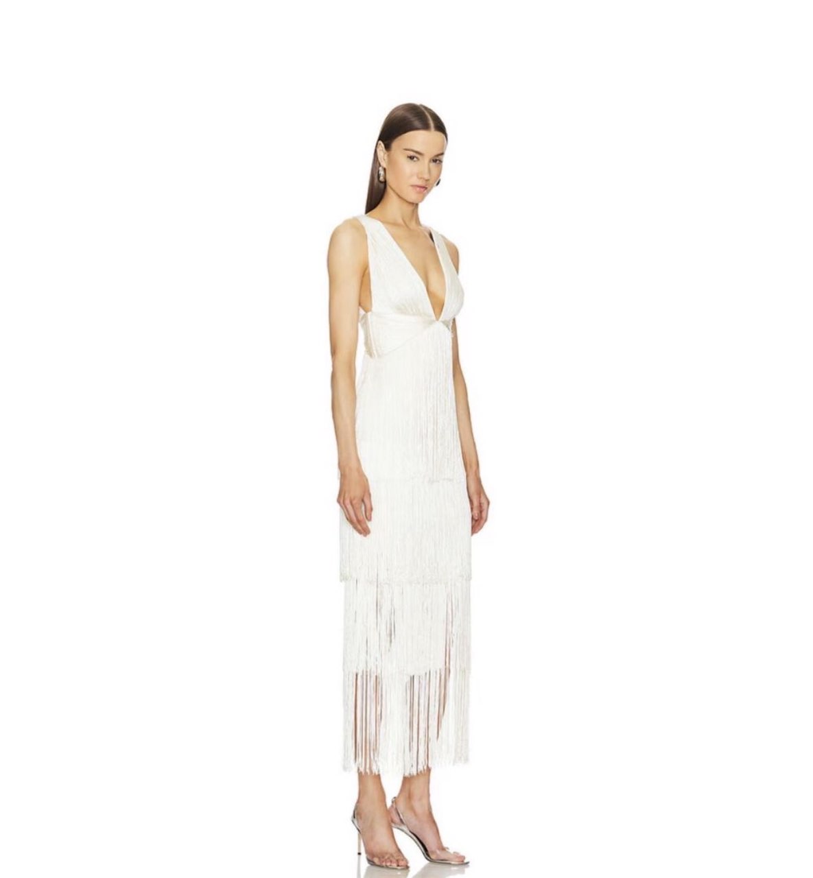 Revolve White Fringe Midi Dress
